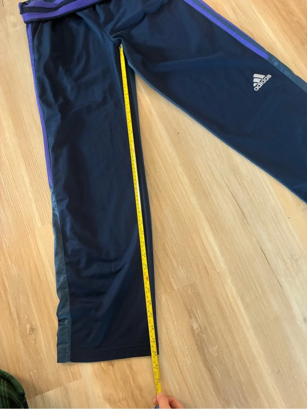 adidas Navy Sweatpants with Purple Side Stripes